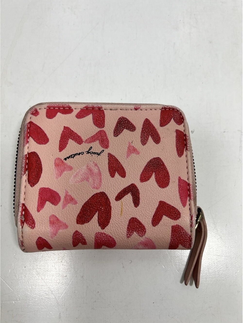Juicy Couture Heart Wallet Pink Red Hearts Z Around Pouch Wristlet Coin Purse - Picture 2 of 5